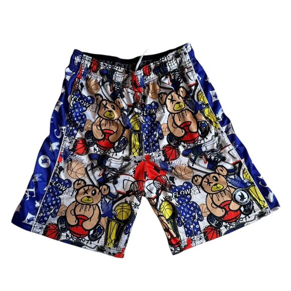Flow Society Lacrosse Hockey Shorts Boys YXL Teddy Bear Basketball Flow - Picture 1 of 2